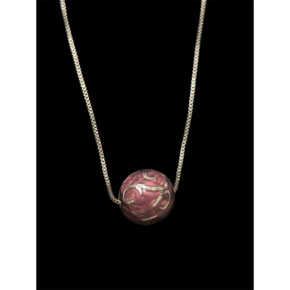 Sterling Silver Purple Single Bead Necklace 18” 925 Minimalist